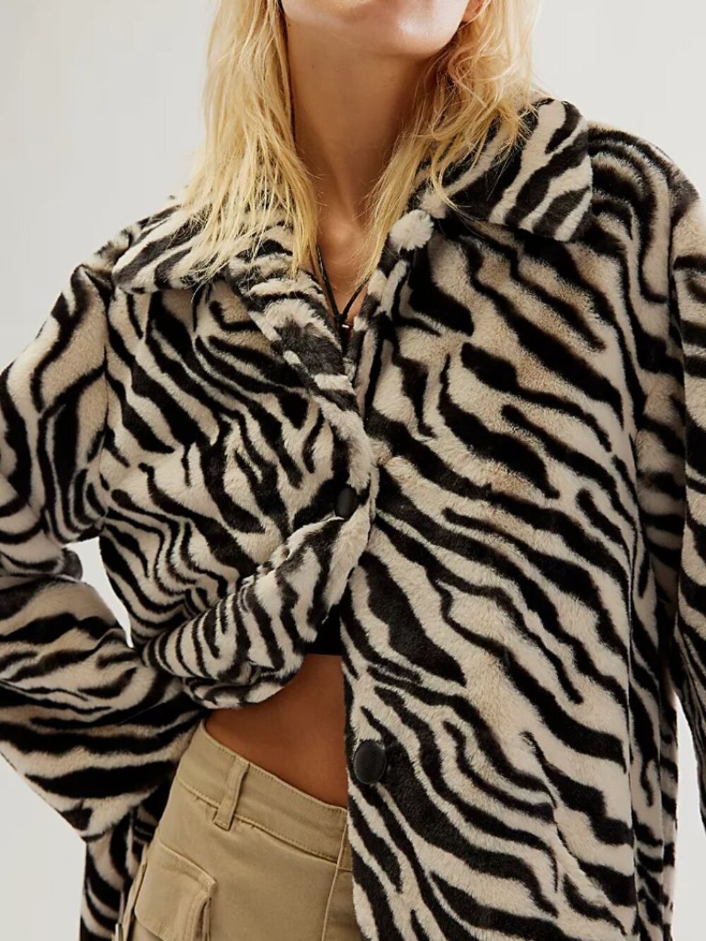 NWT Free People Perfect Zebra Maxi Jacket Size Medium